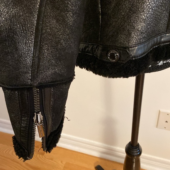 Michael Kors Lamb Wool Leather Jacket Coat Black S - Picture 8 of 12